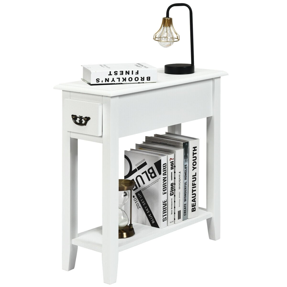 End Table Bedside Sofa End Table Narrow Nightstand with Wooden Legs-End & Side Tables-DECOROLALA