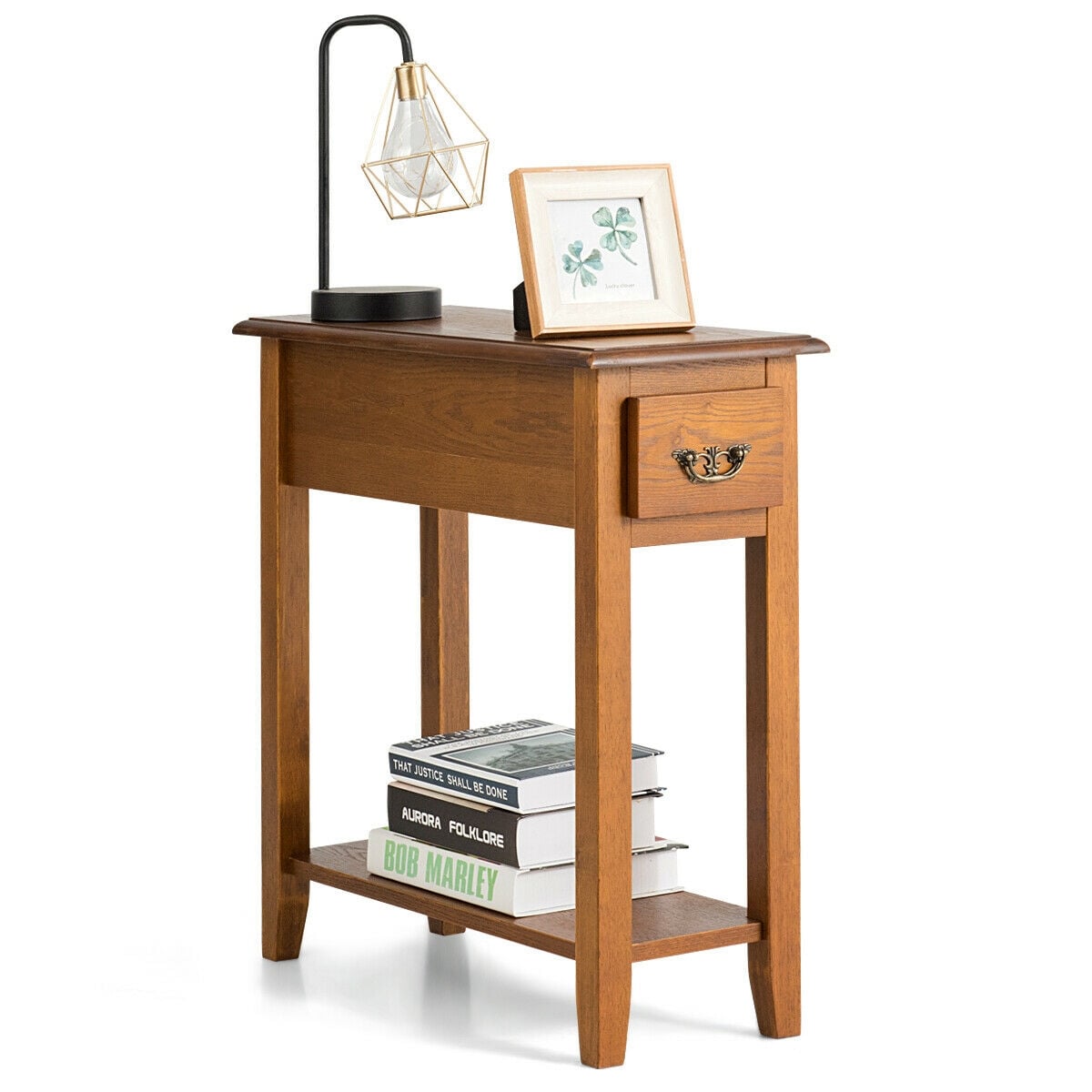 End Table Bedside Sofa End Table Narrow Nightstand with Wooden Legs-End & Side Tables-DECOROLALA