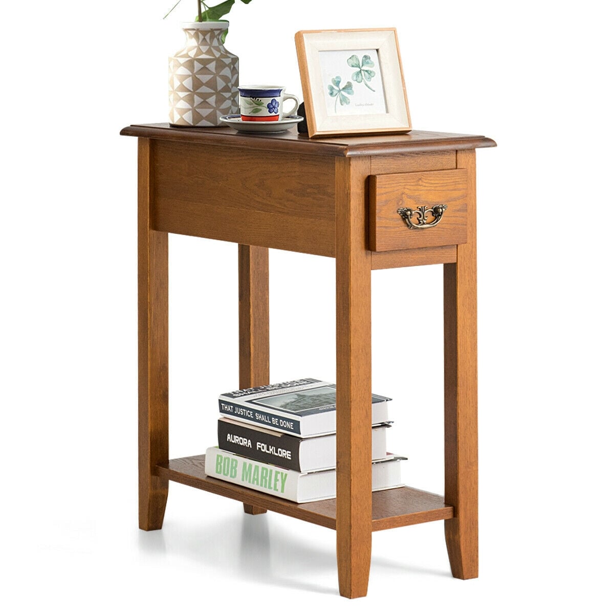 End Table Bedside Sofa End Table Narrow Nightstand with Wooden Legs-End & Side Tables-DECOROLALA