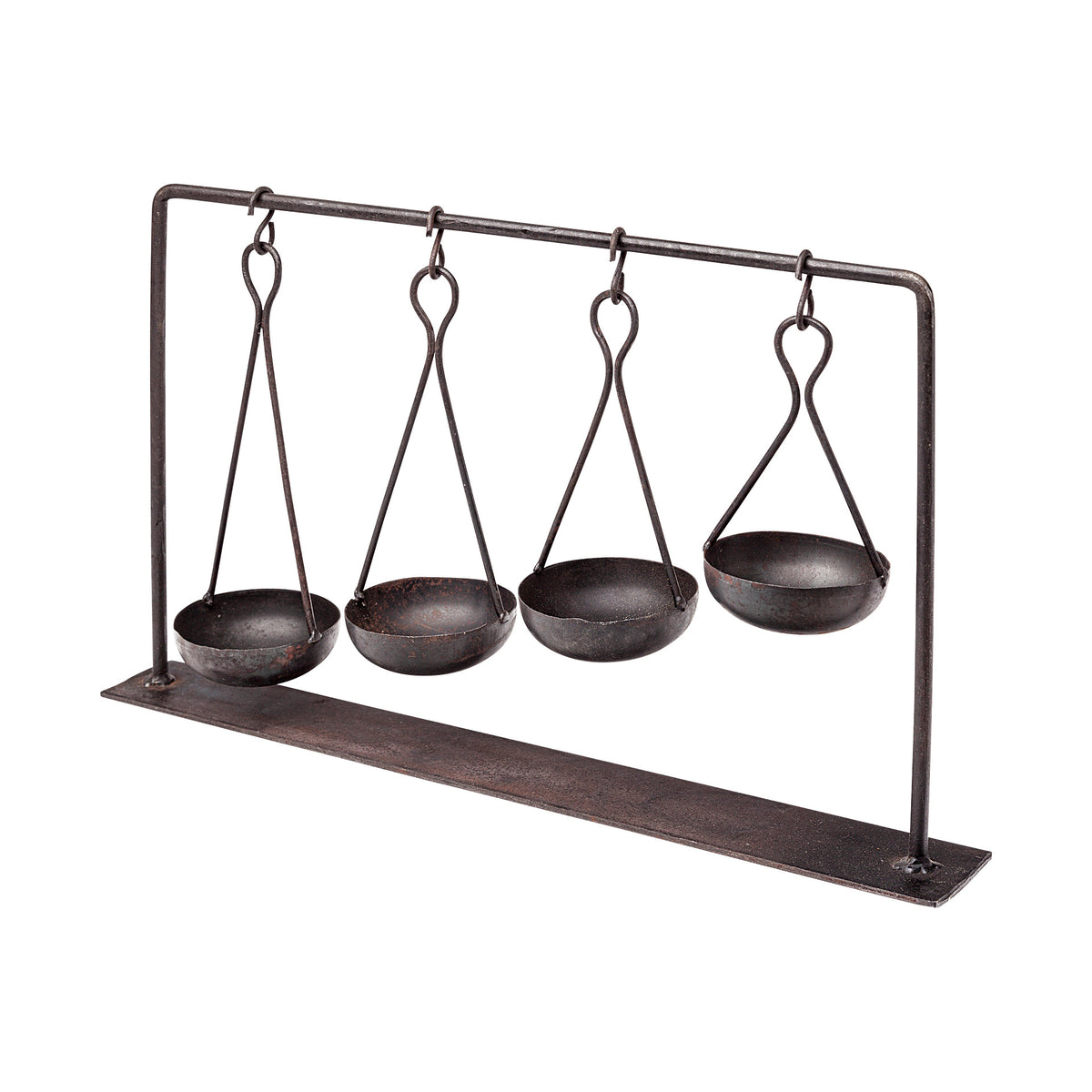 Enos Black Metal 4-Bowl Ancient Spice Market Decorative Display-Objects-DECOROLALA