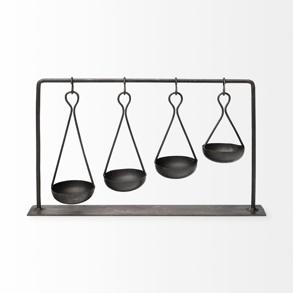 Enos Black Metal 4-Bowl Ancient Spice Market Decorative Display-Objects-DECOROLALA