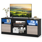 Entertainment Center with Adjustable Shelf & Open Compartment for 65” TVs-Black-Entertainment Centers & TV Stands-DECOROLALA