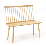 Entryway Bench for 2 with Spindle Back for Kitchen Dining Room Hallway-Natural-Dining Chairs-DECOROLALA