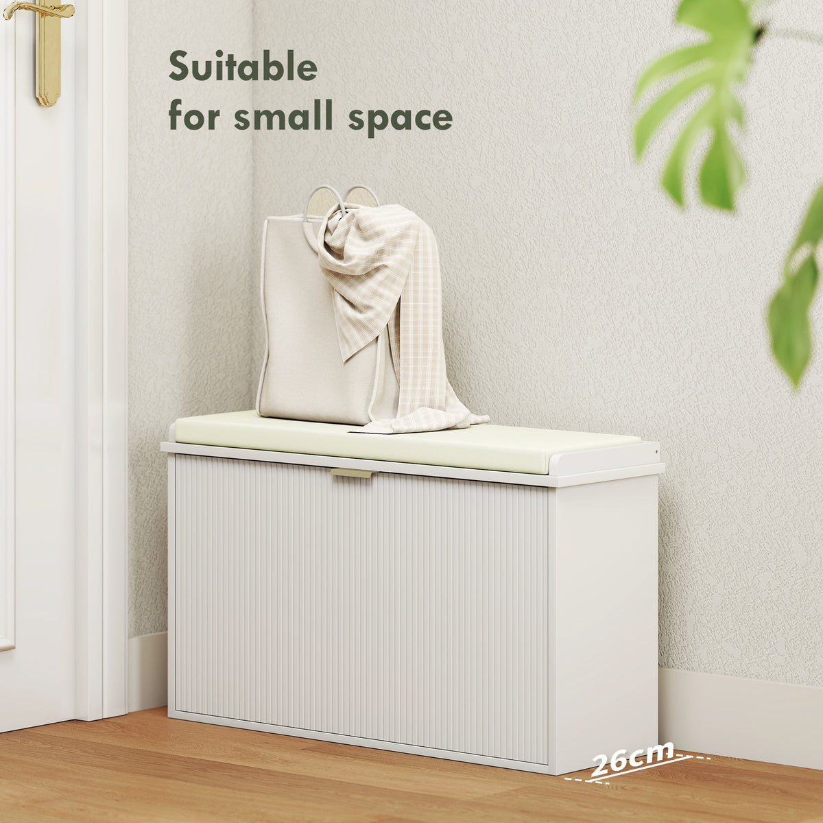 Entryway Shoe Bench with Padded Seat - White 31.5" W-Home Furnishings > Storage & Organization > Shoe Storage Cabinets & Racks-DECOROLALA