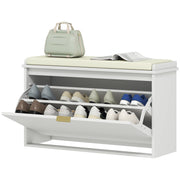 Entryway Shoe Bench with Padded Seat - White 31.5" W-Home Furnishings > Storage & Organization > Shoe Storage Cabinets & Racks-DECOROLALA