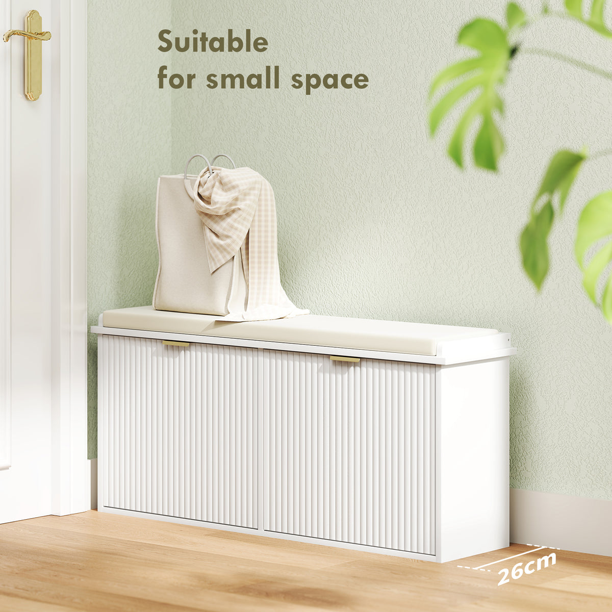 Entryway Shoe Bench with Padded Seat - White-Home Furnishings > Storage & Organization > Shoe Storage Cabinets & Racks-DECOROLALA