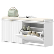 Entryway Shoe Bench with Padded Seat - White-Home Furnishings > Storage & Organization > Shoe Storage Cabinets & Racks-DECOROLALA