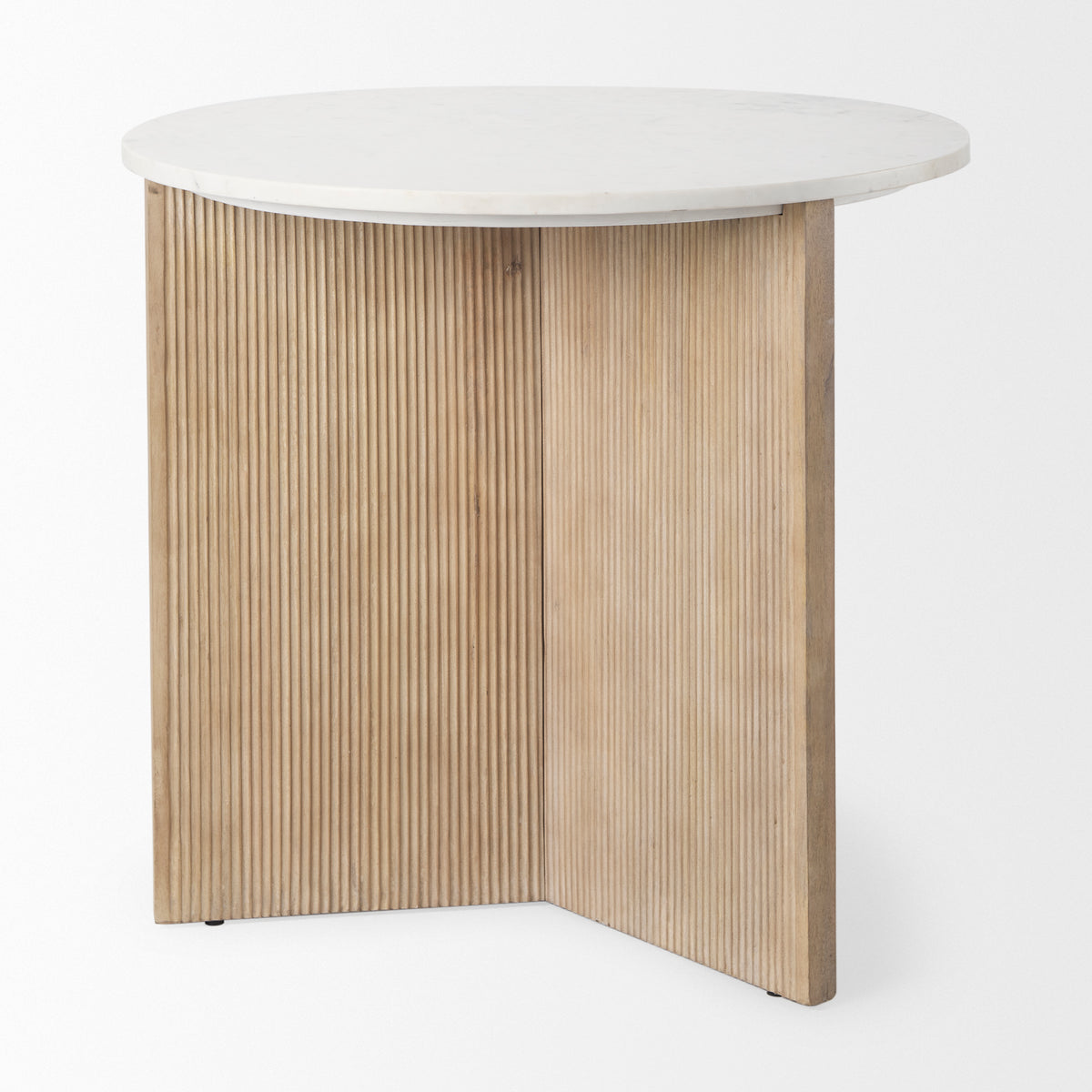 Enzo 32" Round Tabletop w/ Fluted Wood Base Foyer Accent Table-Accent Tables-DECOROLALA