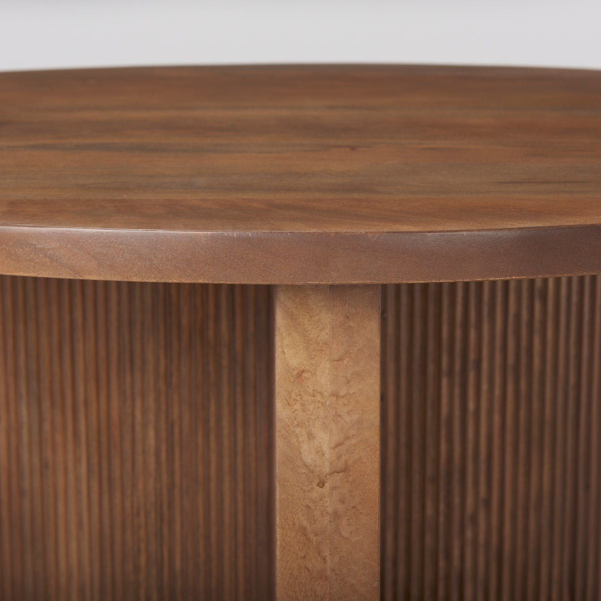Enzo 32" Round Tabletop w/ Fluted Wood Base Foyer Accent Table-Accent Tables-DECOROLALA