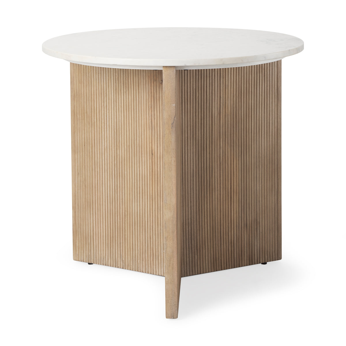 Enzo 32" Round Tabletop w/ Fluted Wood Base Foyer Accent Table-Accent Tables-DECOROLALA