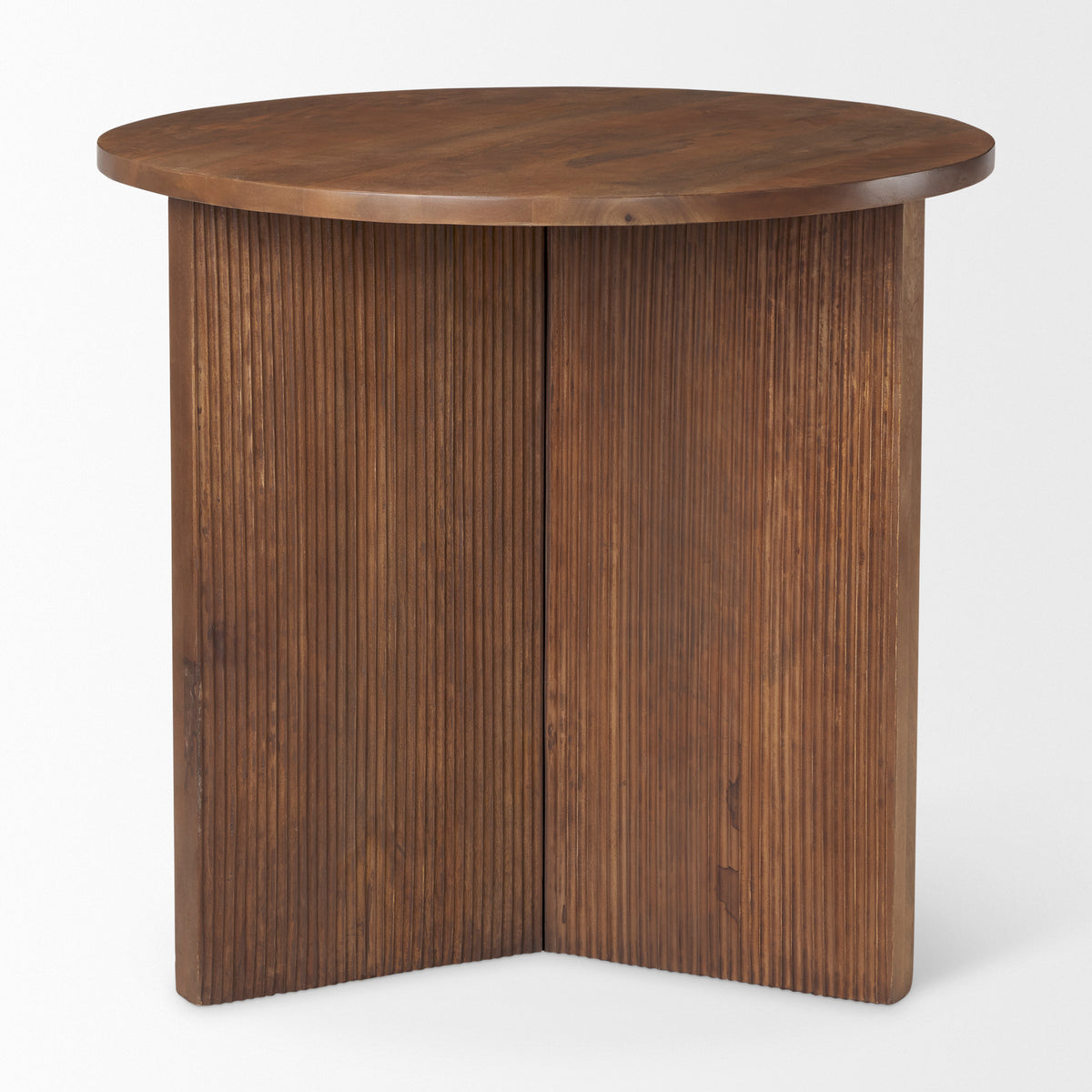 Enzo 32" Round Tabletop w/ Fluted Wood Base Foyer Accent Table-Accent Tables-DECOROLALA