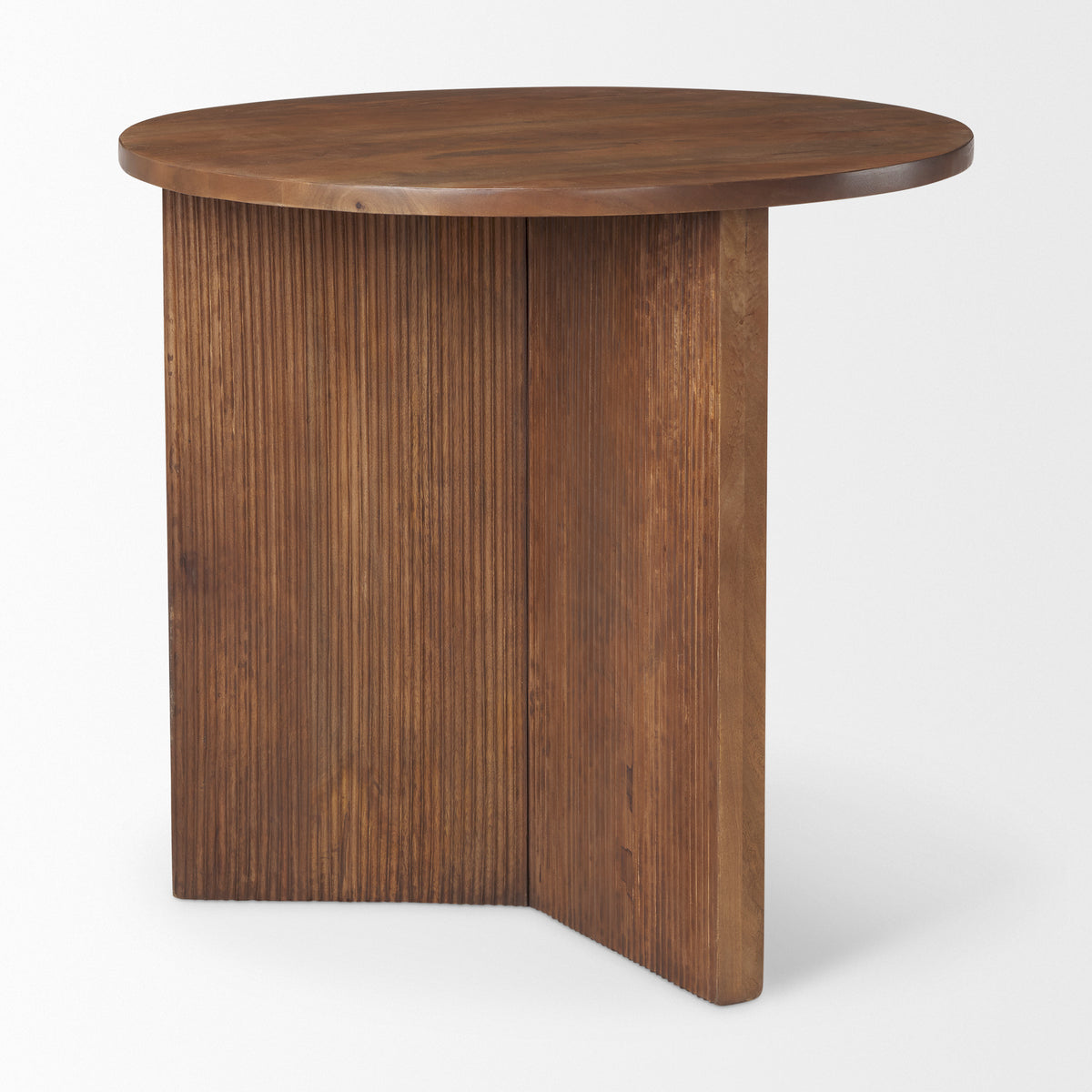 Enzo 32" Round Tabletop w/ Fluted Wood Base Foyer Accent Table-Accent Tables-DECOROLALA
