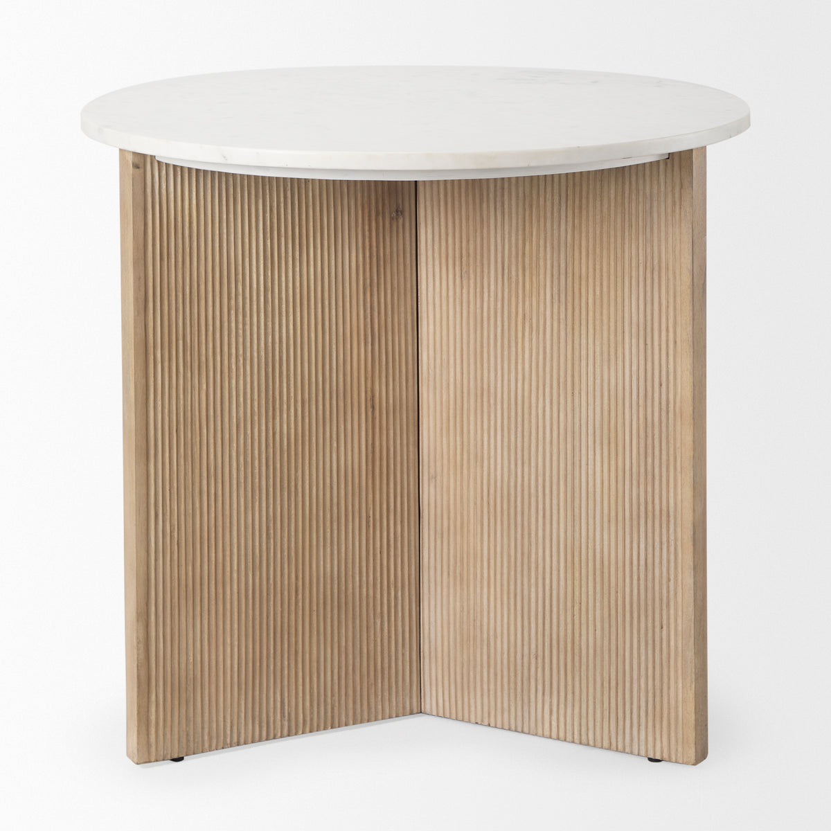 Enzo 32" Round Tabletop w/ Fluted Wood Base Foyer Accent Table-Accent Tables-DECOROLALA