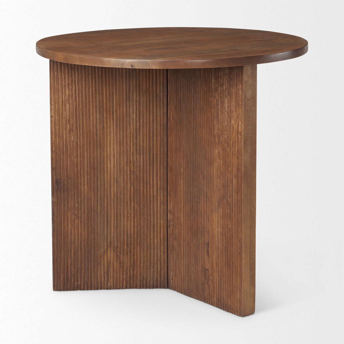 Enzo 32" Round Tabletop w/ Fluted Wood Base Foyer Accent Table-Accent Tables-DECOROLALA