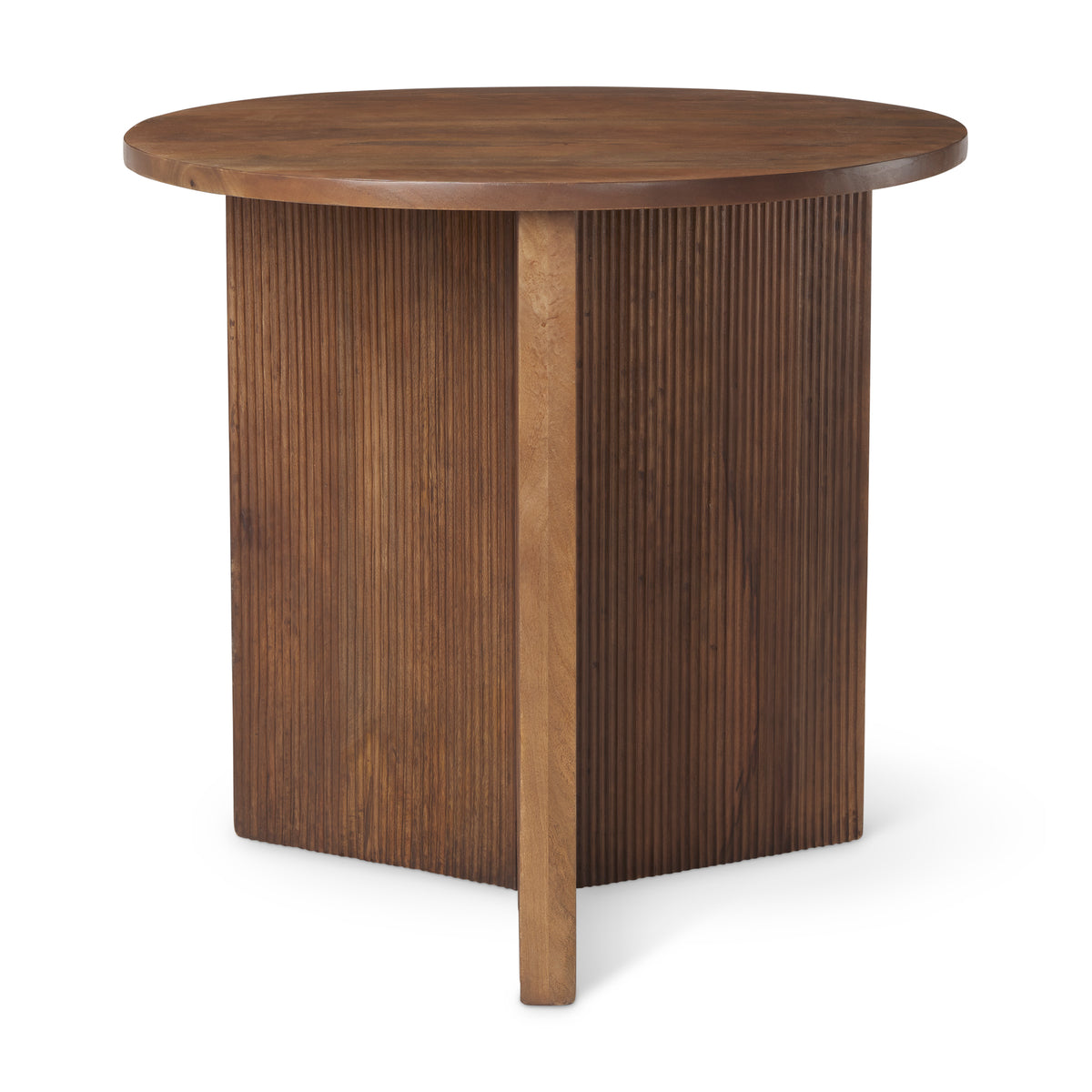 Enzo 32" Round Tabletop w/ Fluted Wood Base Foyer Accent Table-Accent Tables-DECOROLALA