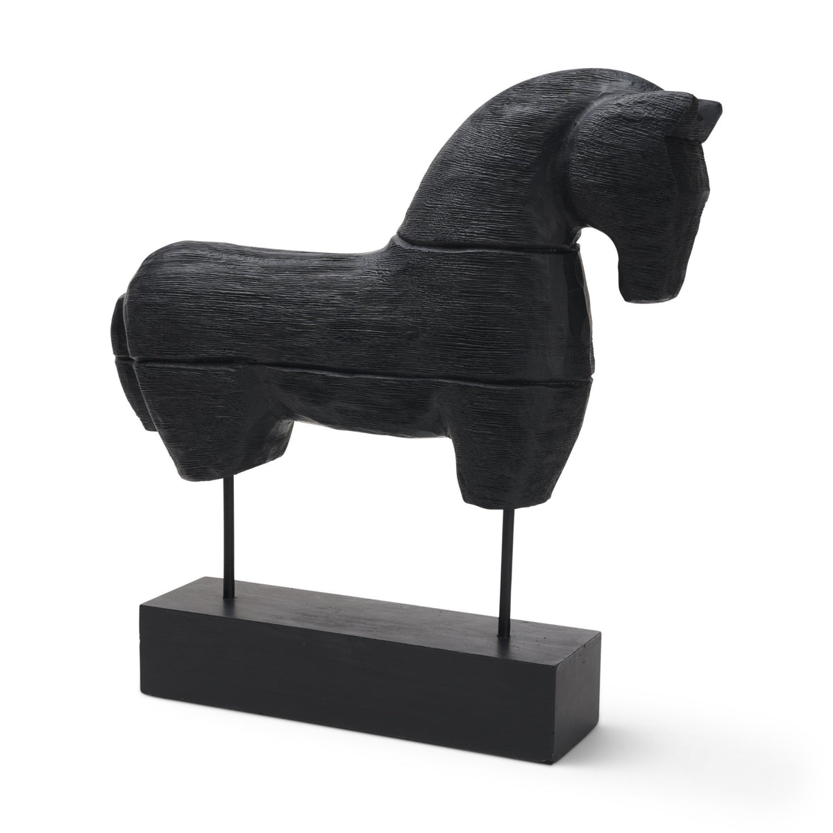 Equus Black Wooden Horse Decorative Object-Objects-DECOROLALA