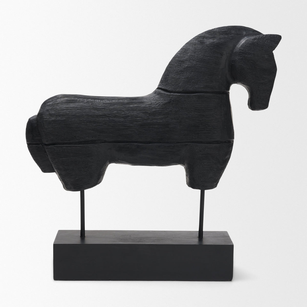 Equus Black Wooden Horse Decorative Object-Objects-DECOROLALA