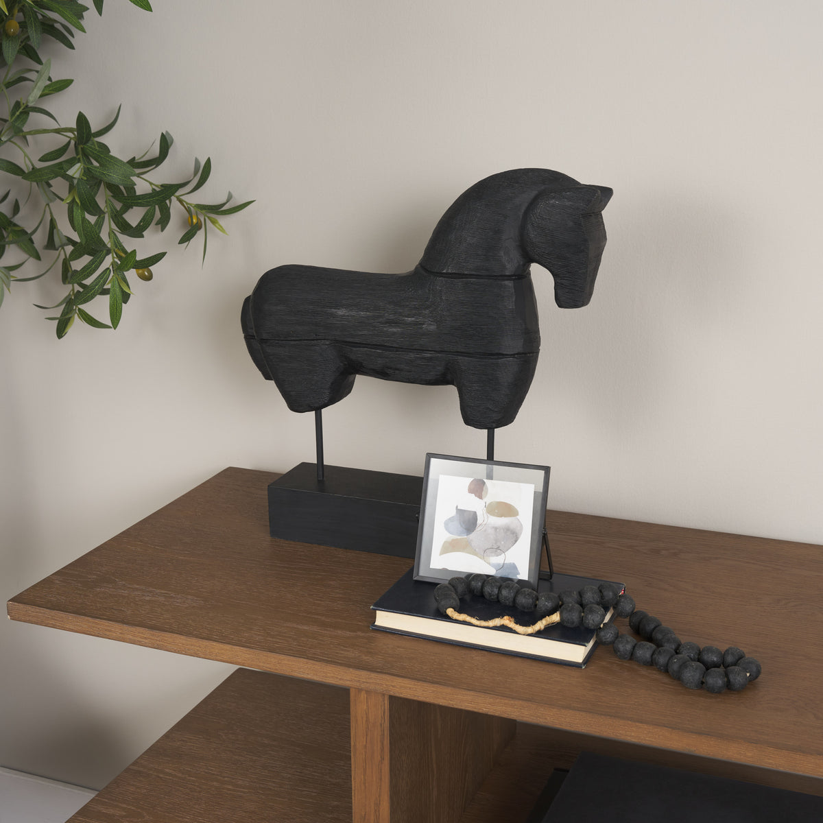 Equus Black Wooden Horse Decorative Object-Objects-DECOROLALA