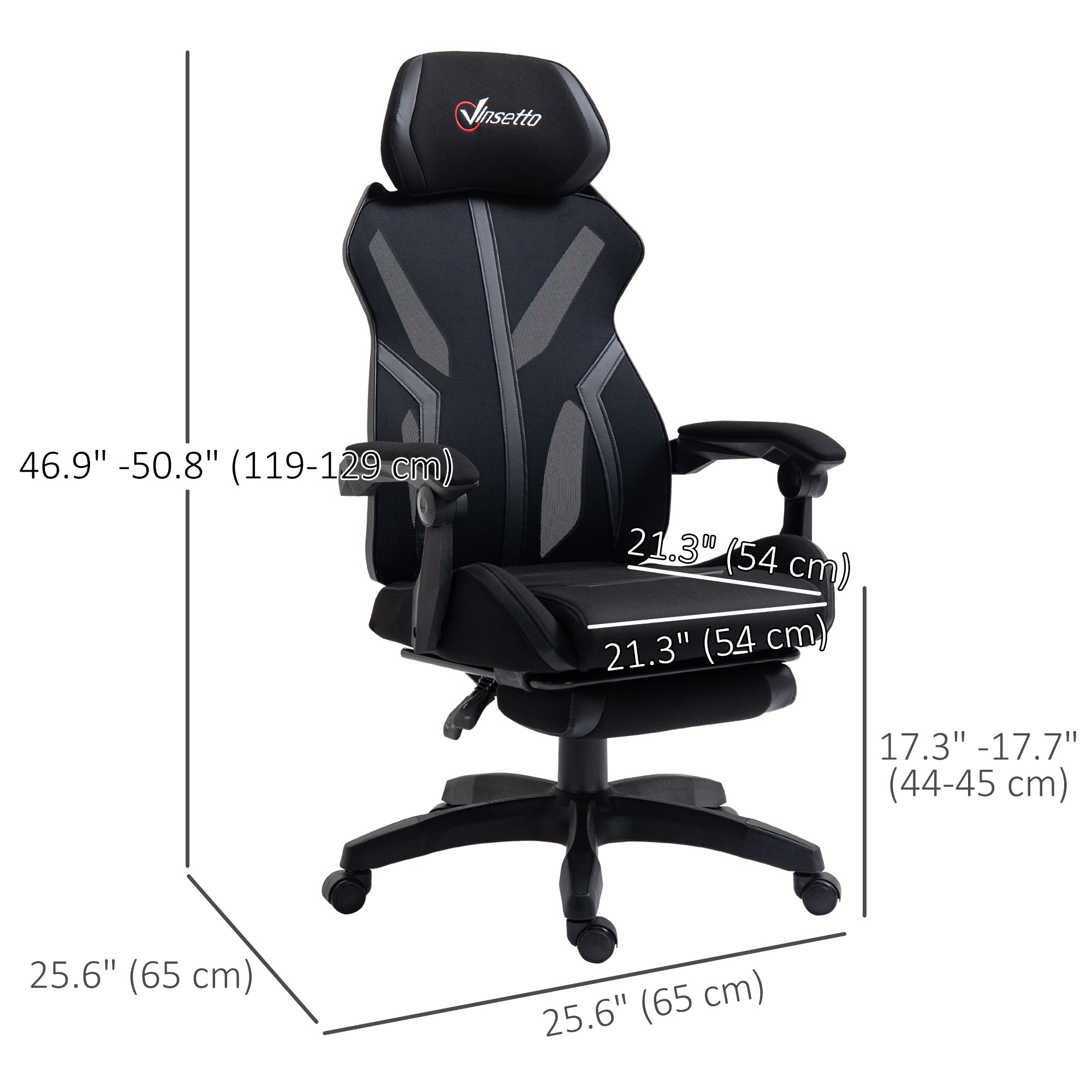 Ergonomic Gaming Chair with Footrest - Black Mesh Recliner-Office Products > Office Furniture > Office Chairs > Video Game Chairs-DECOROLALA