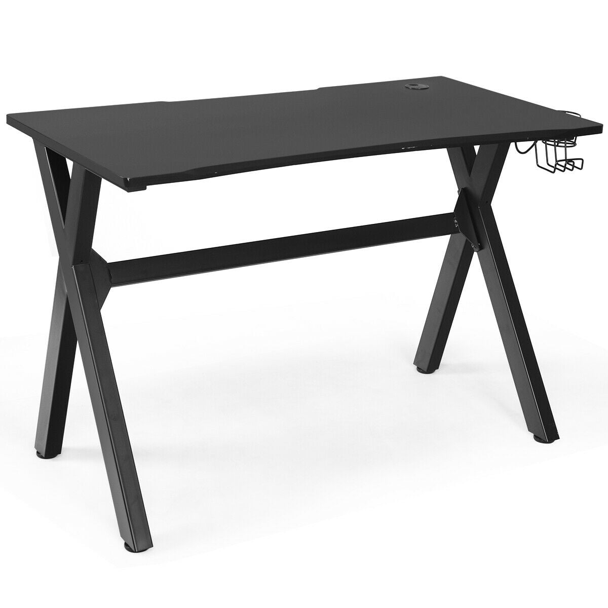 Ergonomic Gaming Desk with Mousepad and Cup Headphone Holder-Gaming Desks-DECOROLALA