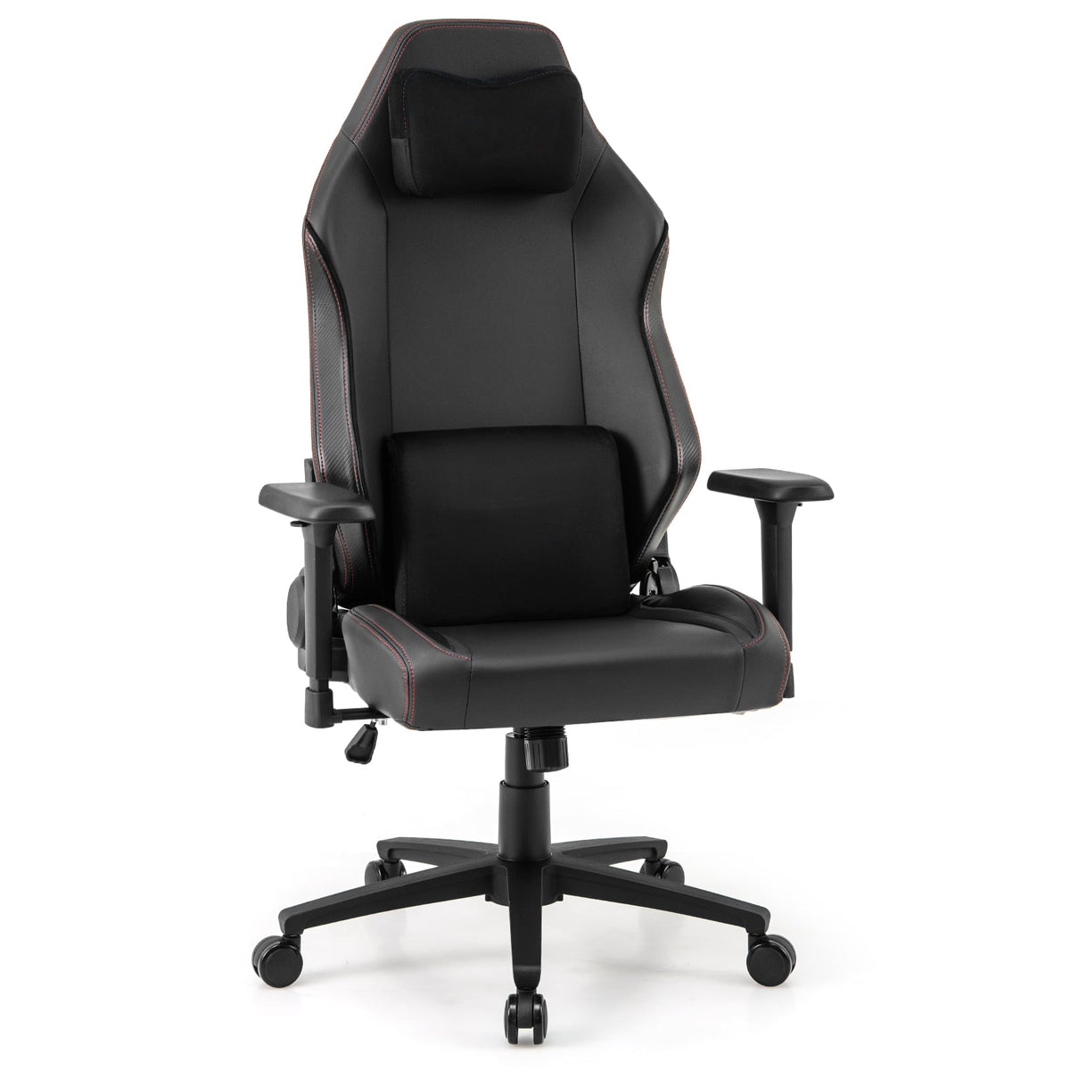 Ergonomic High Back Computer Chair with Magnetic Headrest and Lumbar Pillow-Black-Gaming Chairs-DECOROLALA