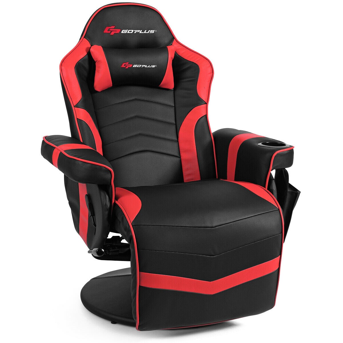 Ergonomic High Back Massage Gaming Chair Gaming Recliner with Pillow-Red-Gaming Chairs-DECOROLALA