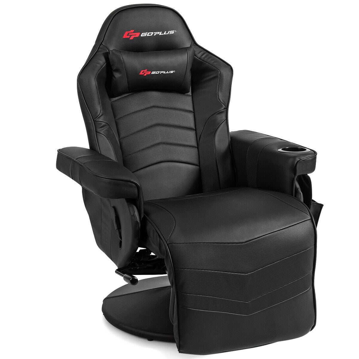 Ergonomic High Back Massage Gaming Chair with Pillow-Black-Gaming Chairs-DECOROLALA