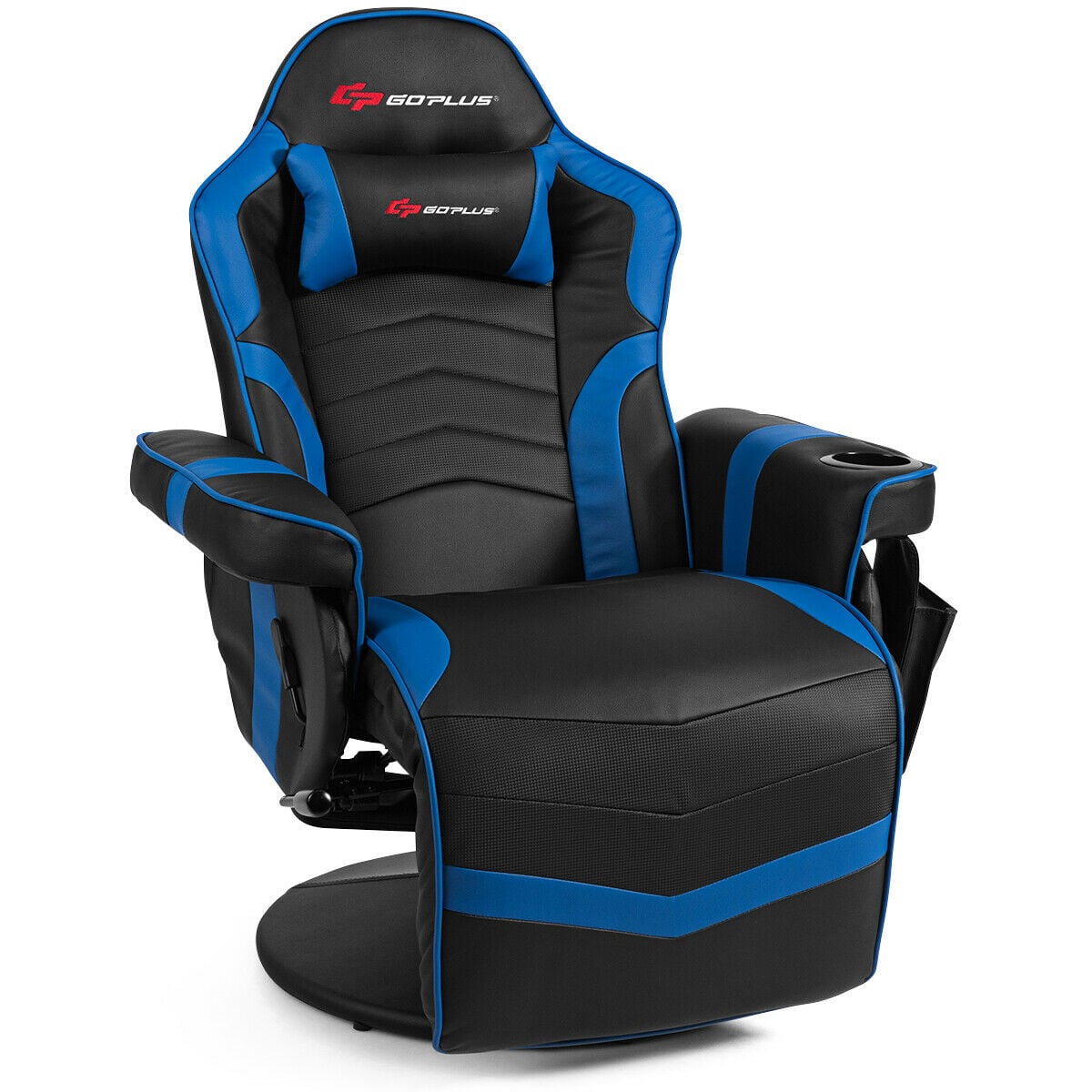 Ergonomic High Back Massage Gaming Chair with Pillow-Blue-Gaming Chairs-DECOROLALA