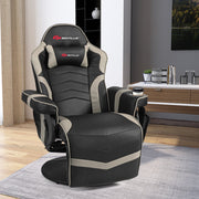 Ergonomic High Back Massage Gaming Chair with Pillow-Gray-Gaming Chairs-DECOROLALA