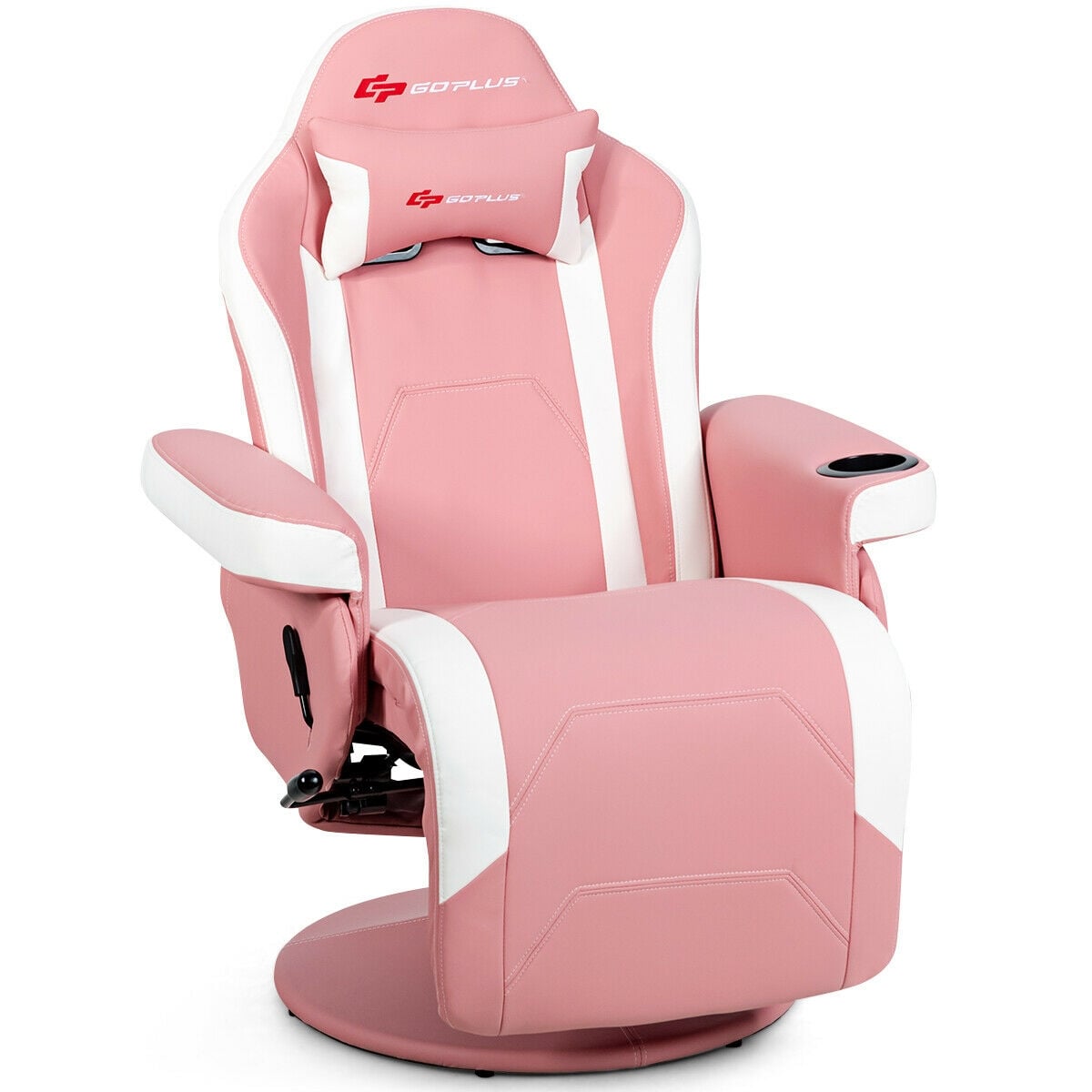 Ergonomic High Back Massage Gaming Chair with Pillow-Pink-Gaming Chairs-DECOROLALA