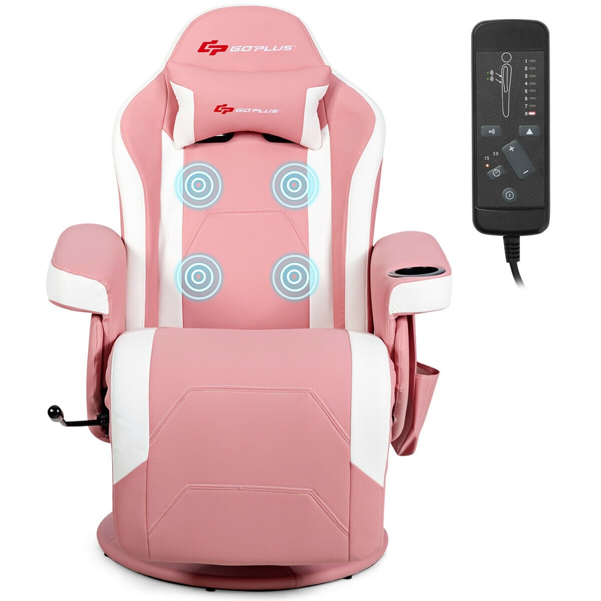 Ergonomic High Back Massage Gaming Chair with Pillow-Pink-Gaming Chairs-DECOROLALA