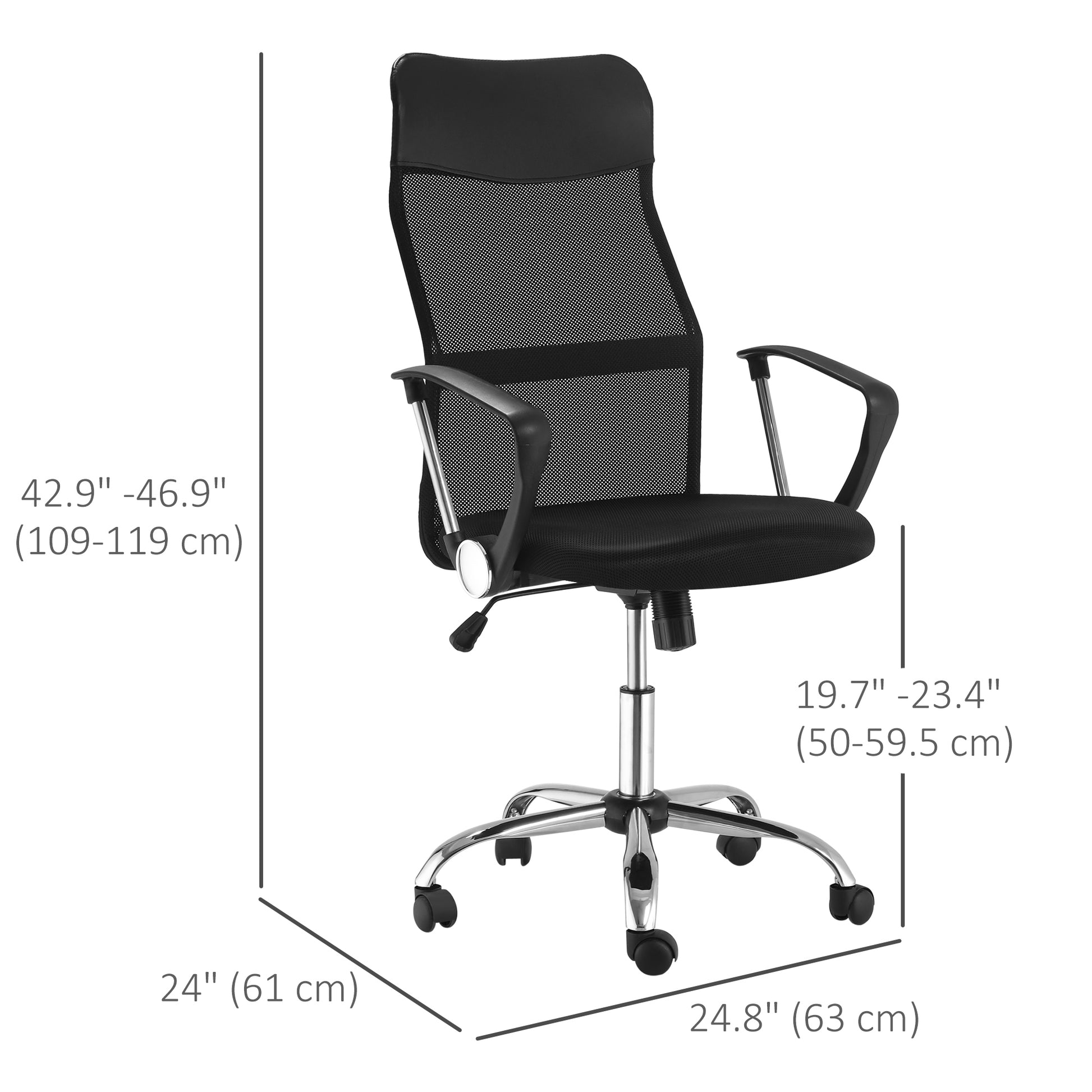 Ergonomic High Back Mesh Office Chair - Black-Office Products > Office Furniture > Office Chairs > Task Chairs-DECOROLALA