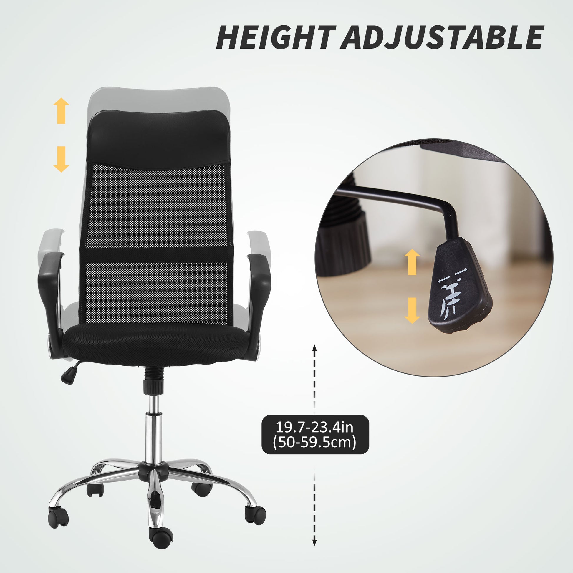 Ergonomic High Back Mesh Office Chair - Black-Office Products > Office Furniture > Office Chairs > Task Chairs-DECOROLALA