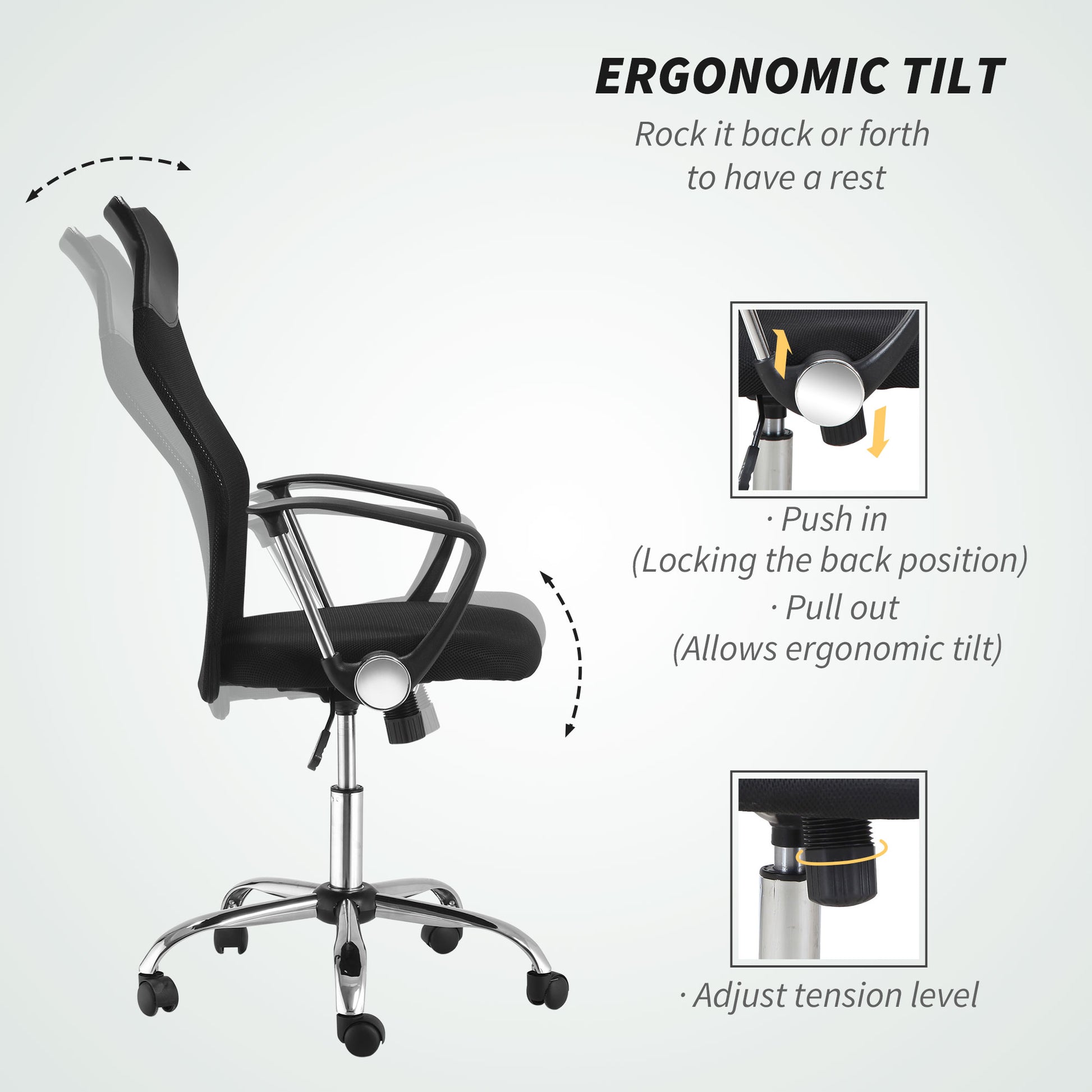 Ergonomic High Back Mesh Office Chair - Black-Office Products > Office Furniture > Office Chairs > Task Chairs-DECOROLALA