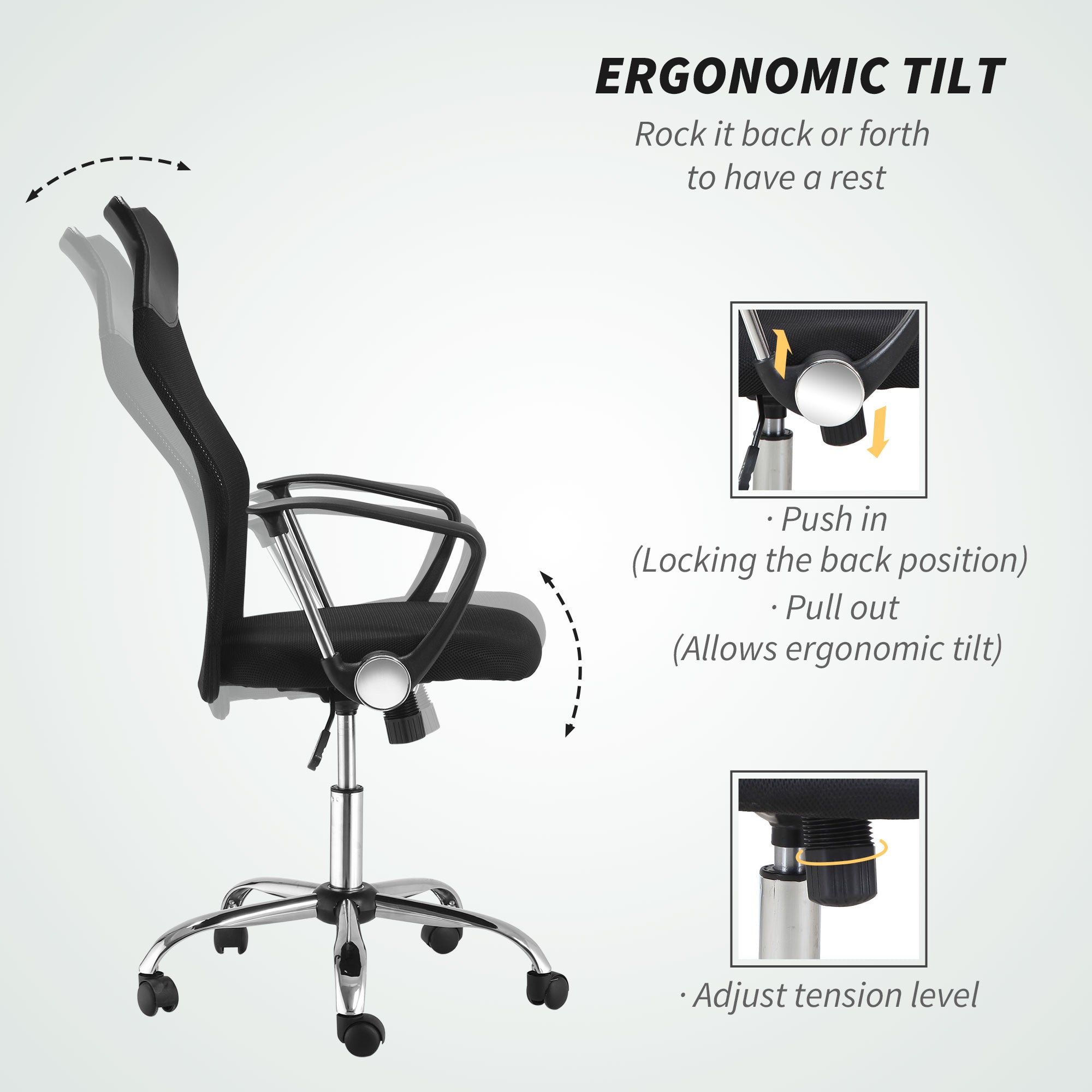 Ergonomic High Back Mesh Office Chair - Black-Office Products > Office Furniture > Office Chairs > Task Chairs-DECOROLALA
