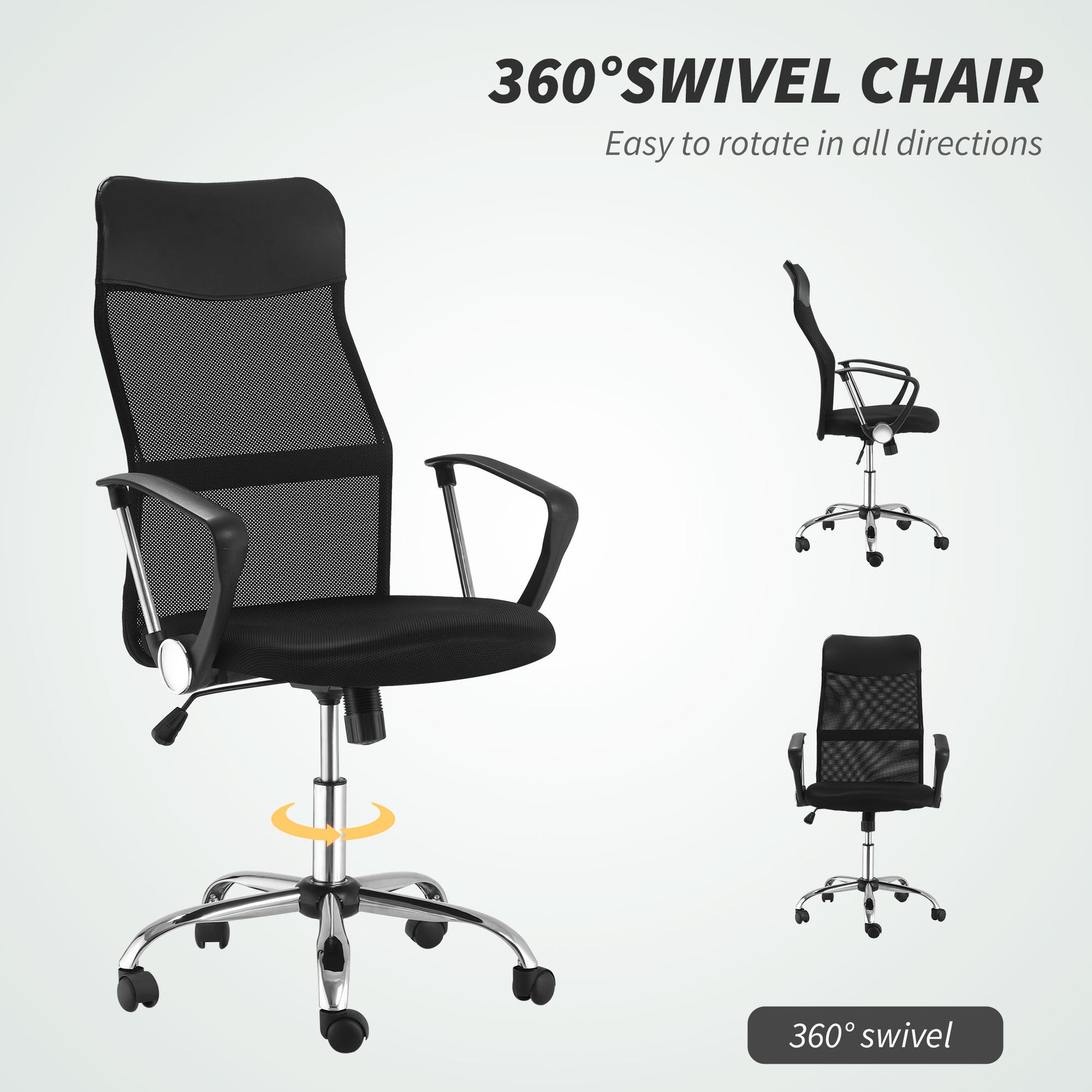 Ergonomic High Back Mesh Office Chair - Black-Office Products > Office Furniture > Office Chairs > Task Chairs-DECOROLALA