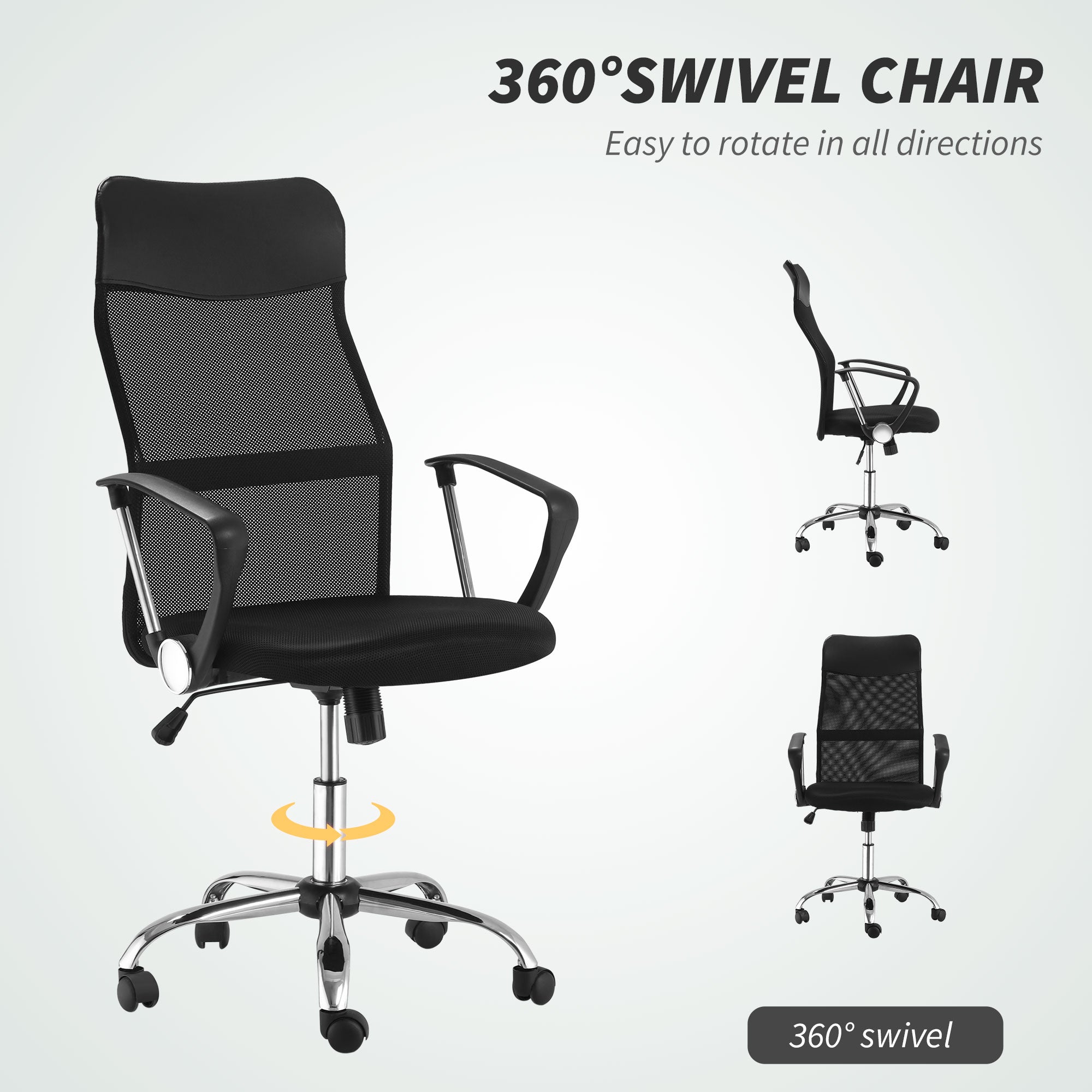 Ergonomic High Back Mesh Office Chair - Black-Office Products > Office Furniture > Office Chairs > Task Chairs-DECOROLALA