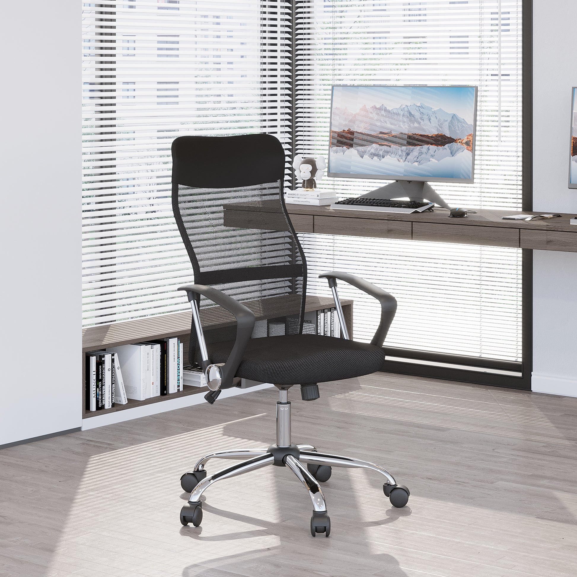 Ergonomic High Back Mesh Office Chair - Black-Office Products > Office Furniture > Office Chairs > Task Chairs-DECOROLALA