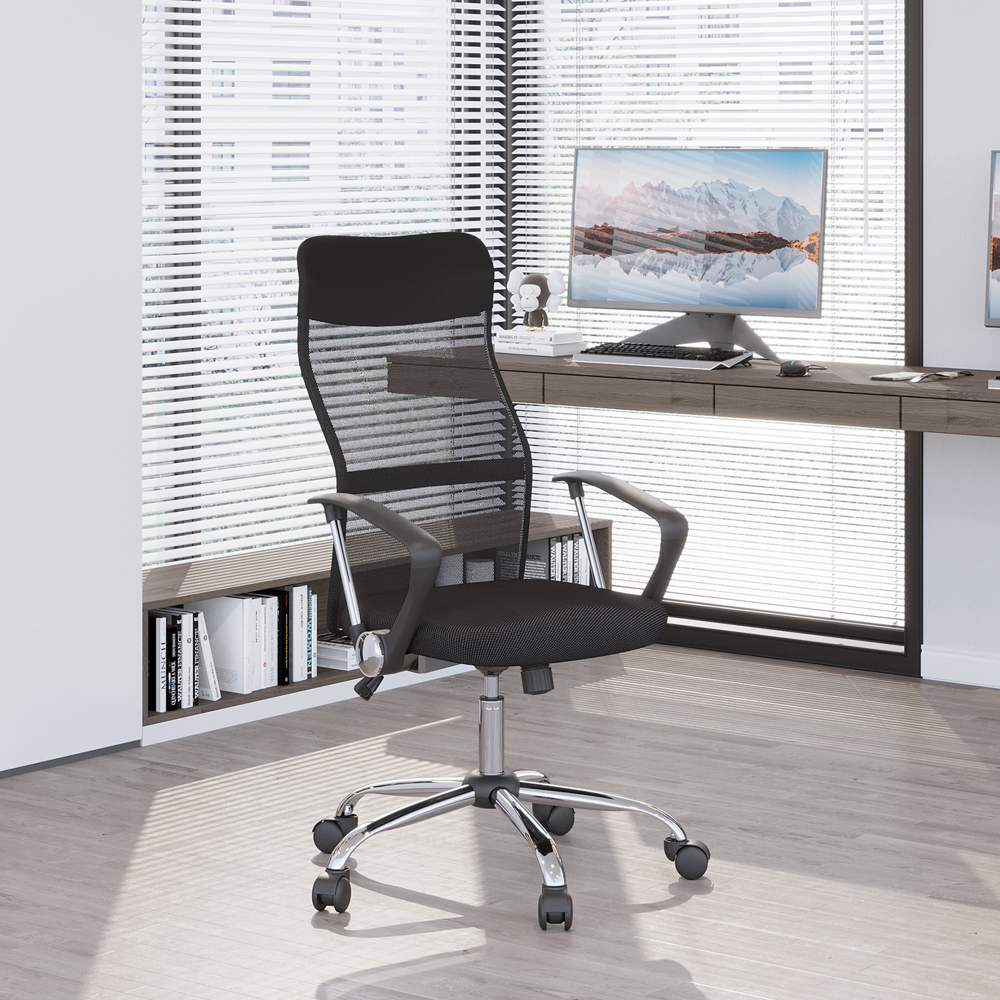 Ergonomic High Back Mesh Office Chair - Black-Office Products > Office Furniture > Office Chairs > Task Chairs-DECOROLALA