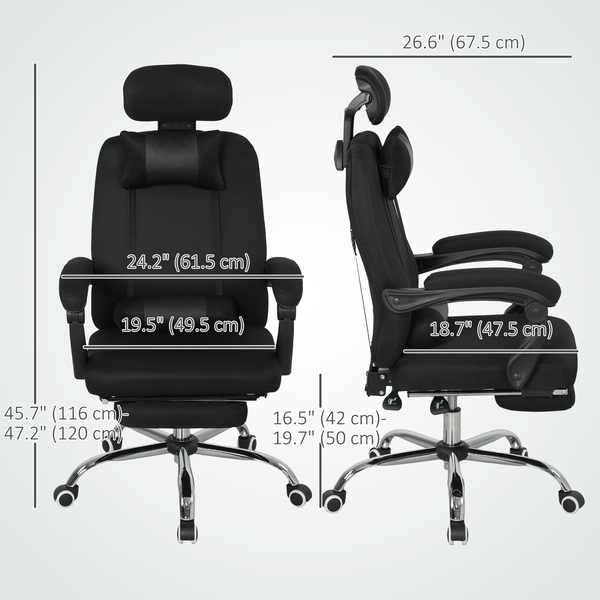Ergonomic Executive High Back Office Chair with Footrest, Lumbar Support, Black-Office Products > Office Furniture > Office Chairs > Executive & Manager Chairs-DECOROLALA