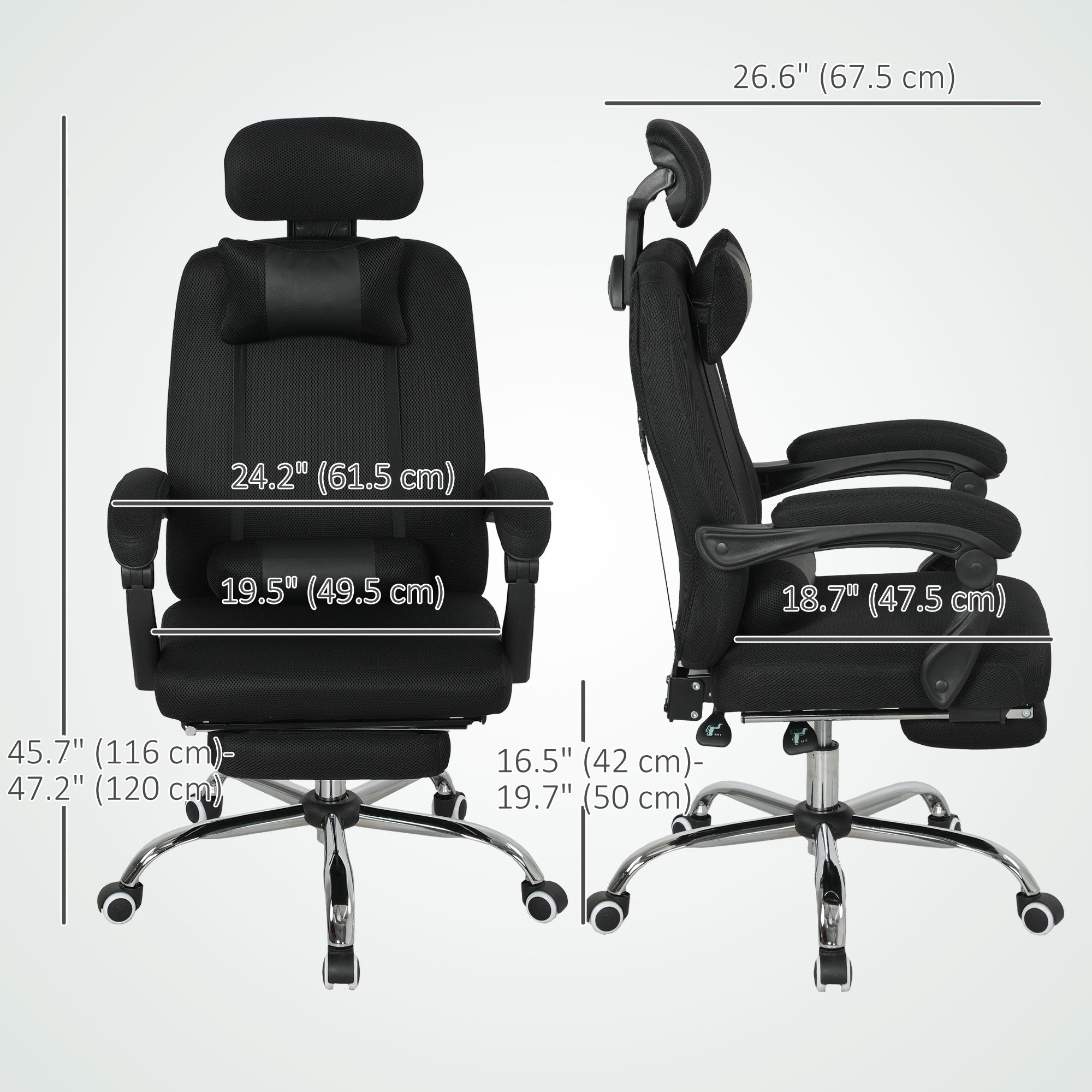 Ergonomic Executive High Back Office Chair with Footrest, Lumbar Support, Black-Office Products > Office Furniture > Office Chairs > Executive & Manager Chairs-DECOROLALA