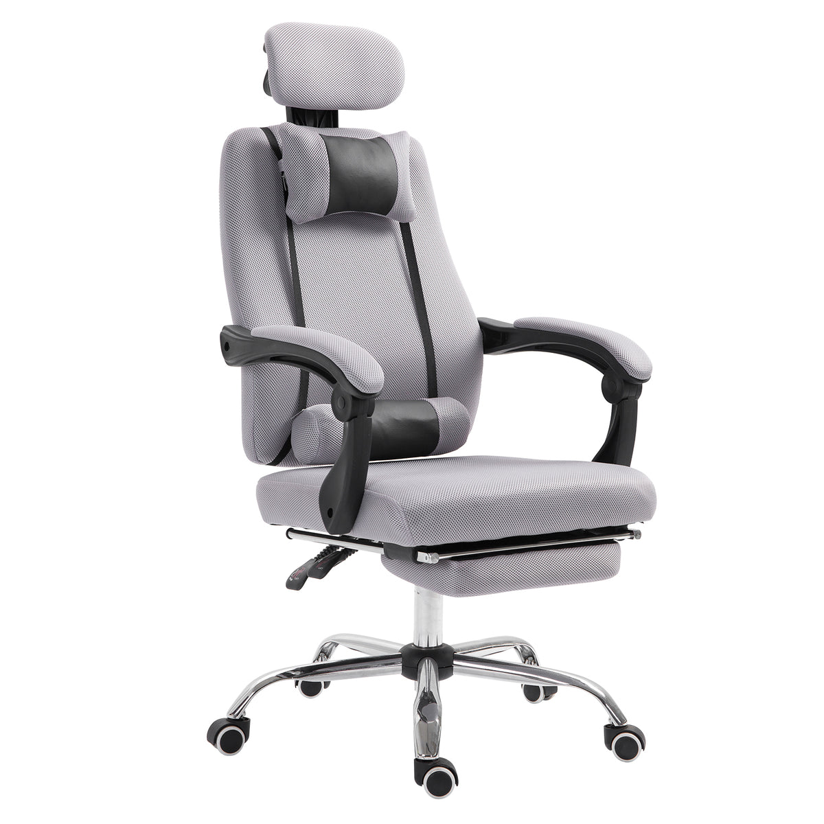 Ergonomic Mesh Executive Office Chair with Footrest - Grey-Office Chairs-DECOROLALA