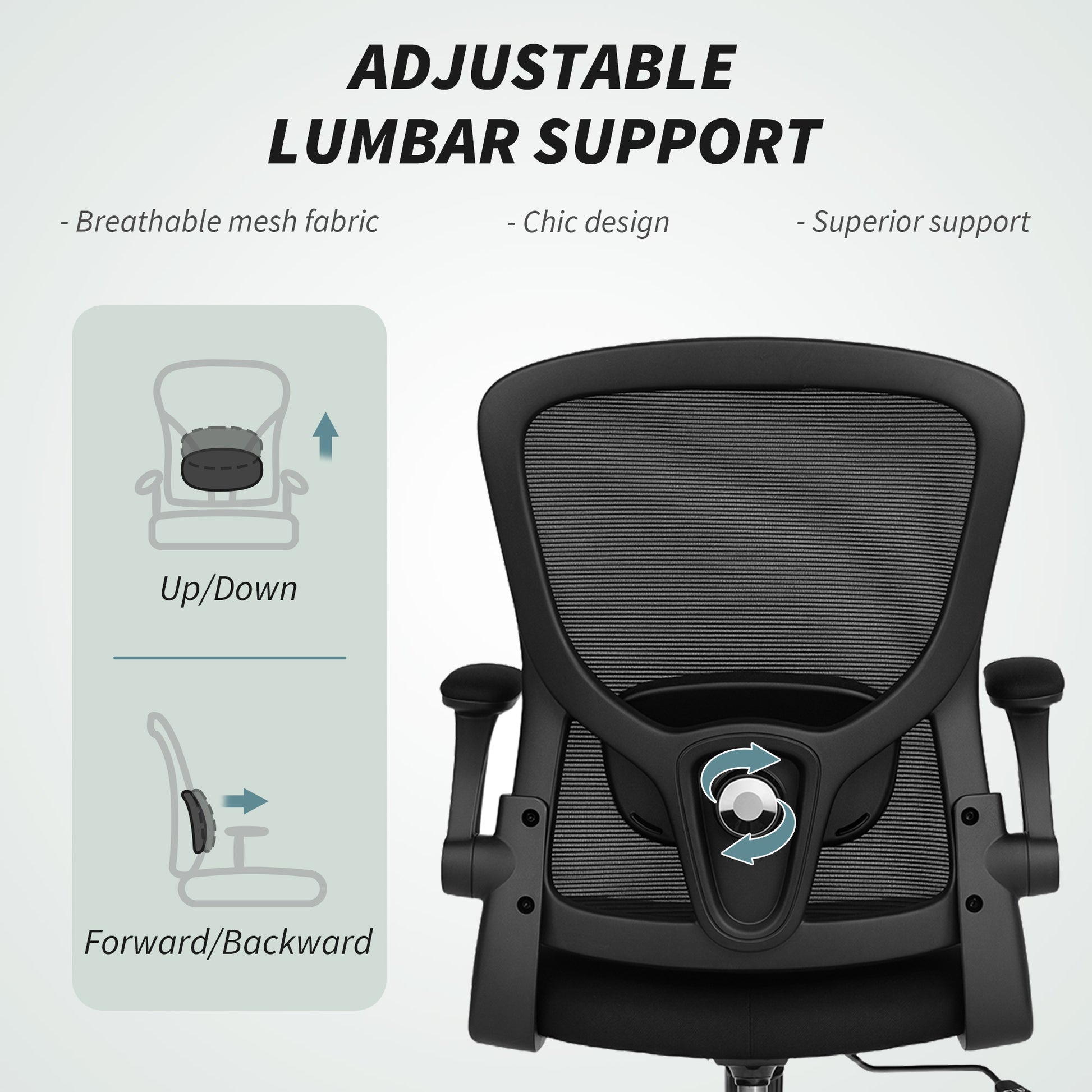 Ergonomic Mesh Office Chair - 4D Lumbar Support Black-Office Products > Office Furniture > Office Chairs > Task Chairs-DECOROLALA