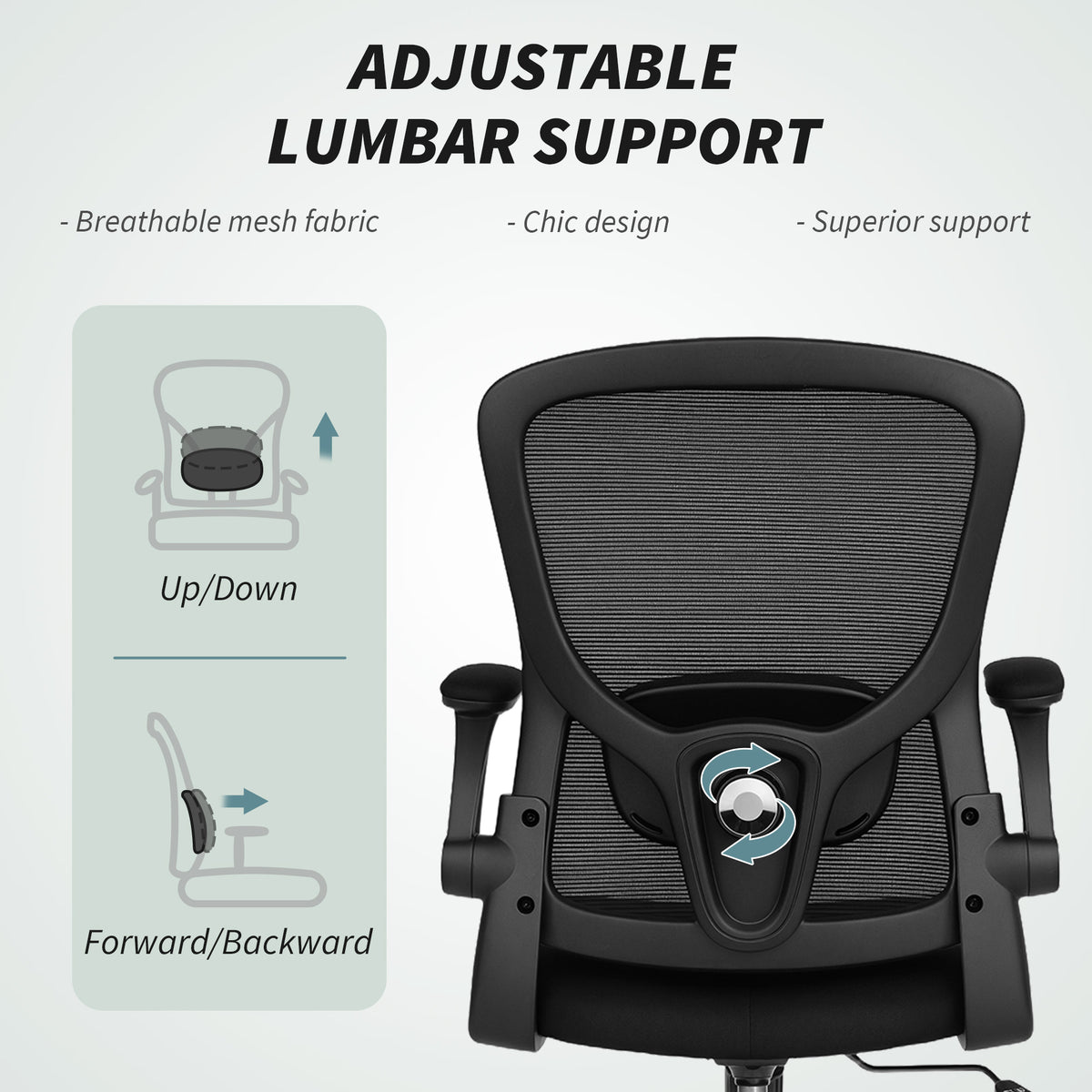 Ergonomic Mesh Office Chair - 4D Lumbar Support Black-Task Chairs-DECOROLALA