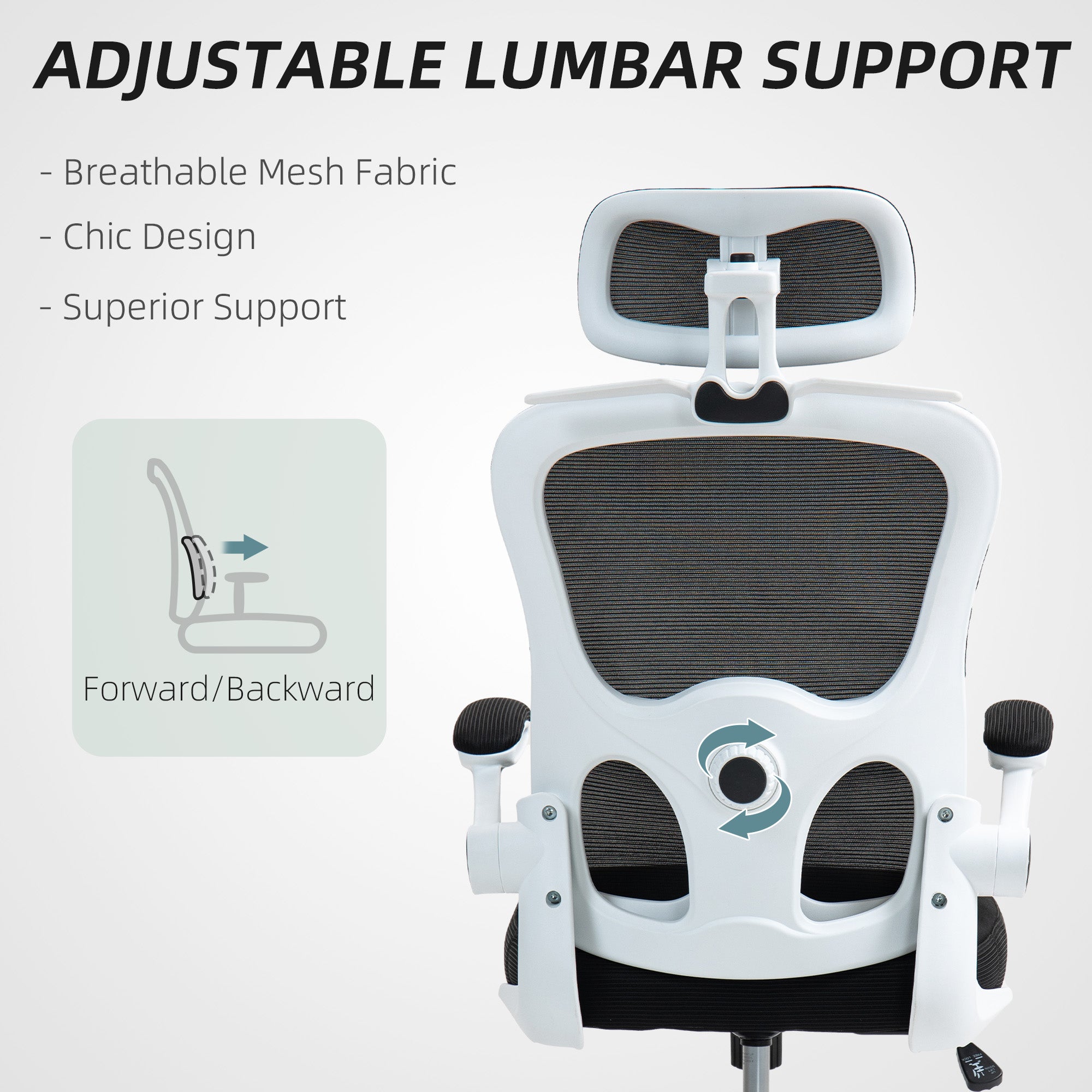Ergonomic Mesh Office Chair - Black with Flip-up Arms-Office Products > Office Furniture > Office Chairs-DECOROLALA