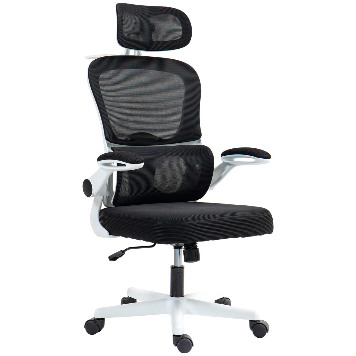 Ergonomic Mesh Office Chair - Black with Flip-up Arms-Office Products > Office Furniture > Office Chairs-DECOROLALA