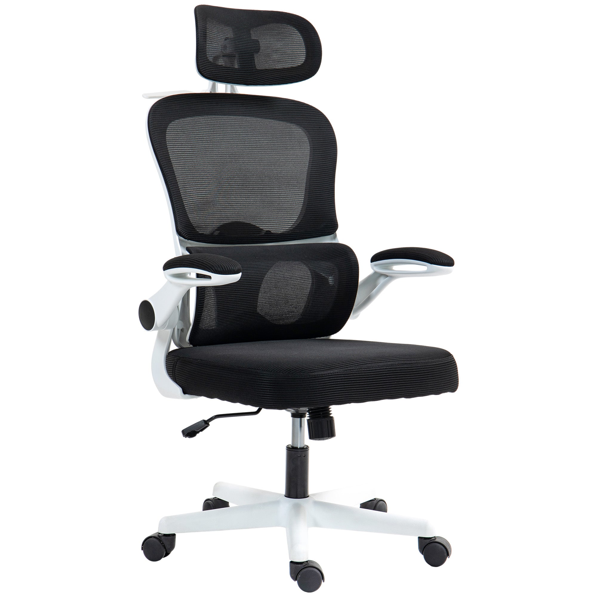 Ergonomic Mesh Office Chair - Black with Flip-up Arms-Office Products > Office Furniture > Office Chairs-DECOROLALA