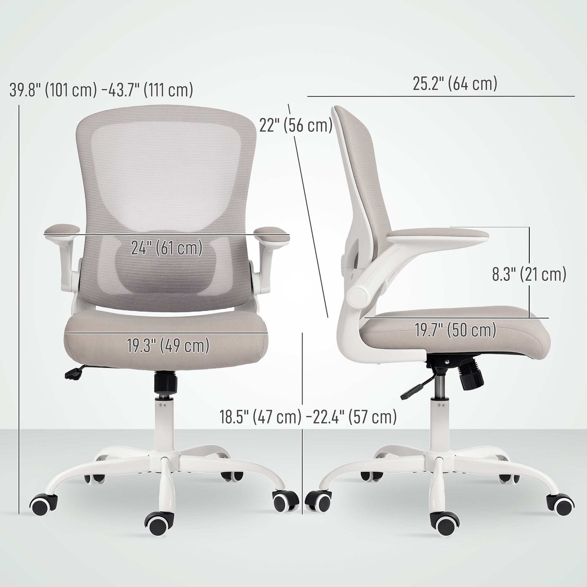 Ergonomic Mesh Office Chair - Grey with 4D Lumbar Support-Office Products > Office Furniture > Office Chairs > Task Chairs-DECOROLALA
