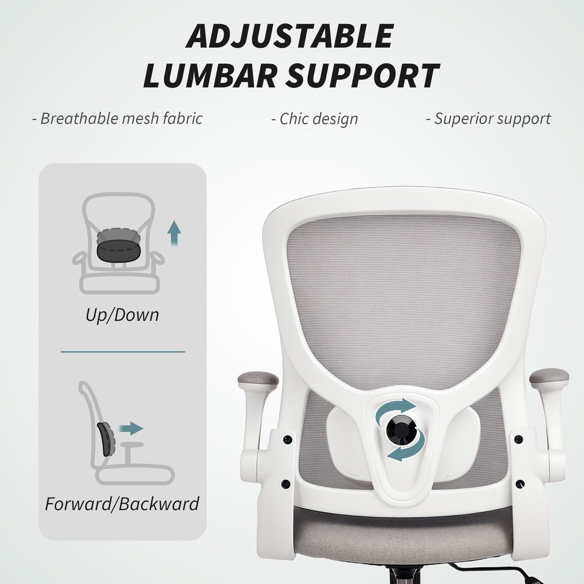 Ergonomic Mesh Office Chair - Grey with 4D Lumbar Support-Office Products > Office Furniture > Office Chairs > Task Chairs-DECOROLALA