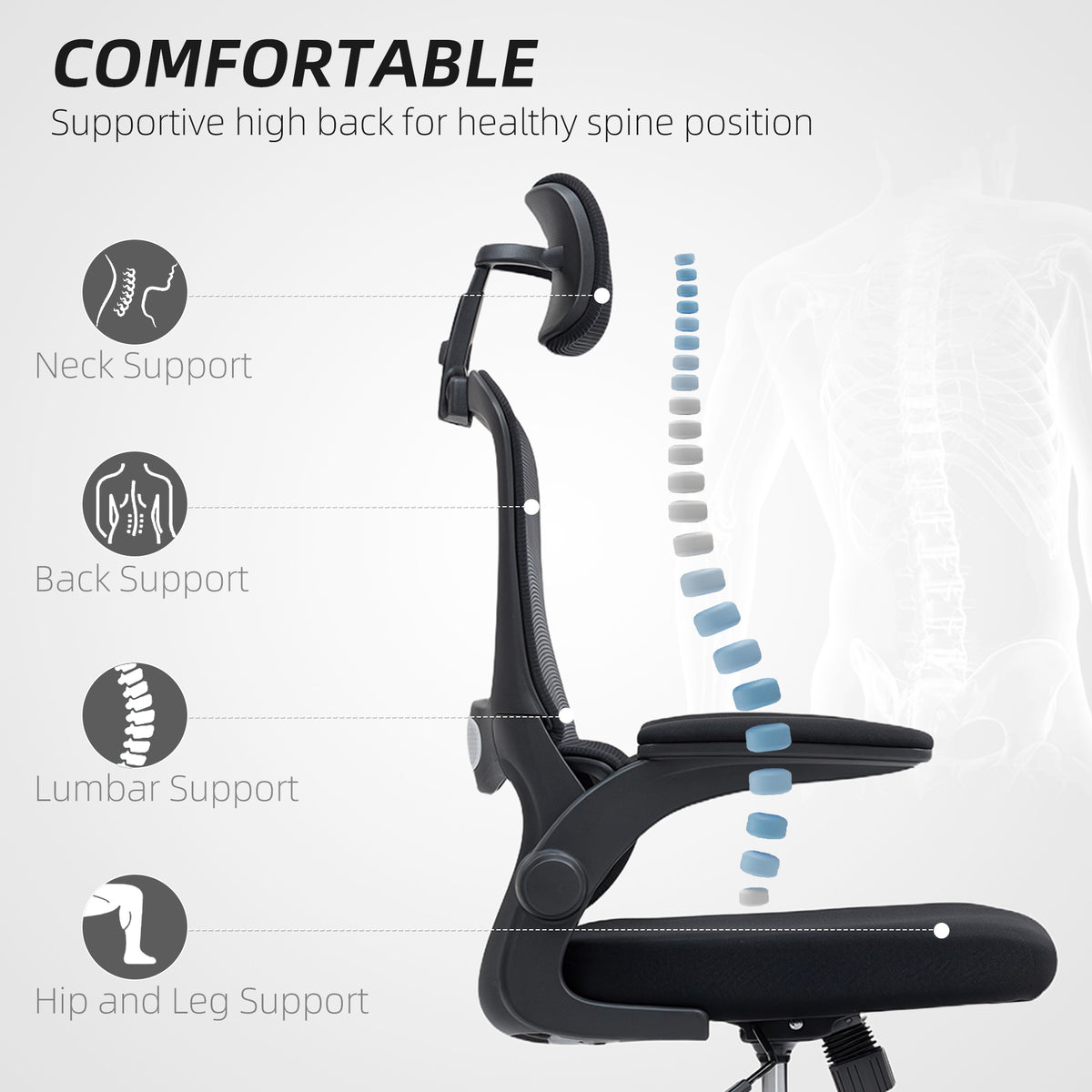 Ergonomic Mesh Office Chair - High Back Black Desk Chair-Office Products > Office Furniture > Office Chairs > Task Chairs-DECOROLALA
